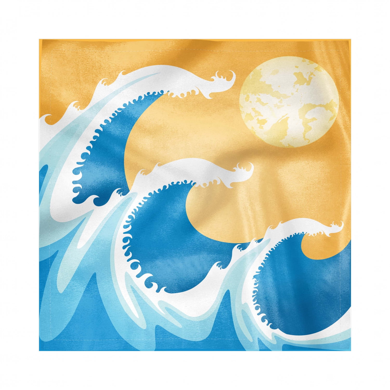 Japanese Decorative Napkins Set of 4, Huge Sea Waves at Summer Noon Art