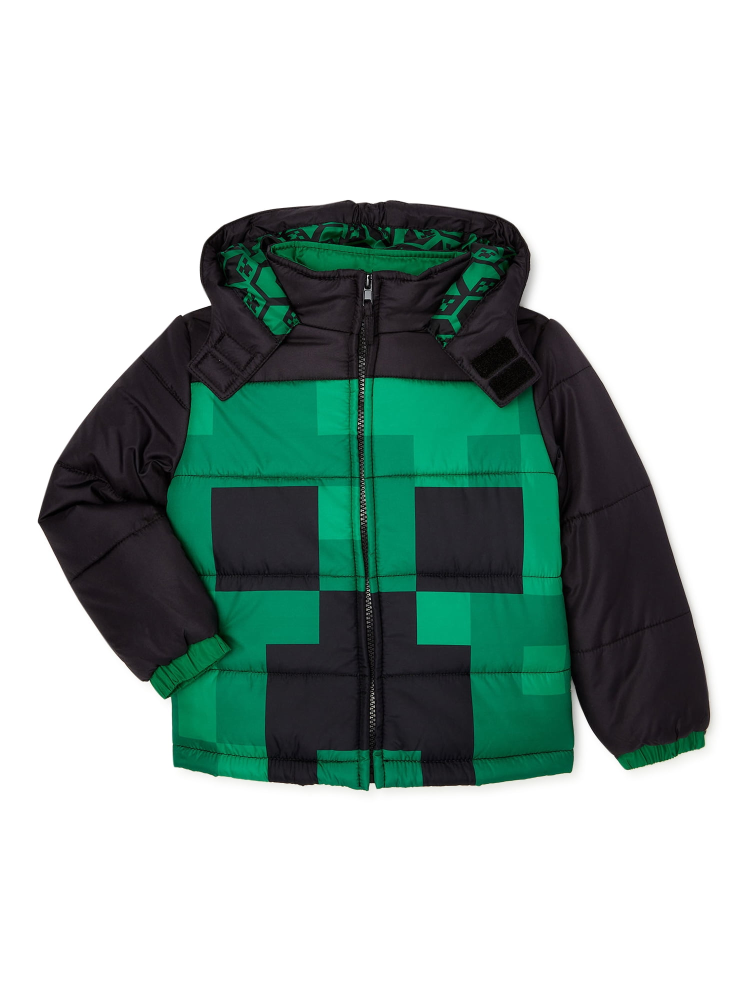 Boys Minecraft Warm Winter Puffer with Hood Jacket Coat 