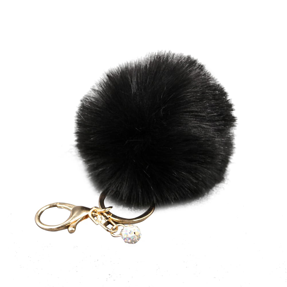 Lovely Genuine Rabbit Fur Ball PomPom Phone Car Keychain Handbag Charm Key Ring