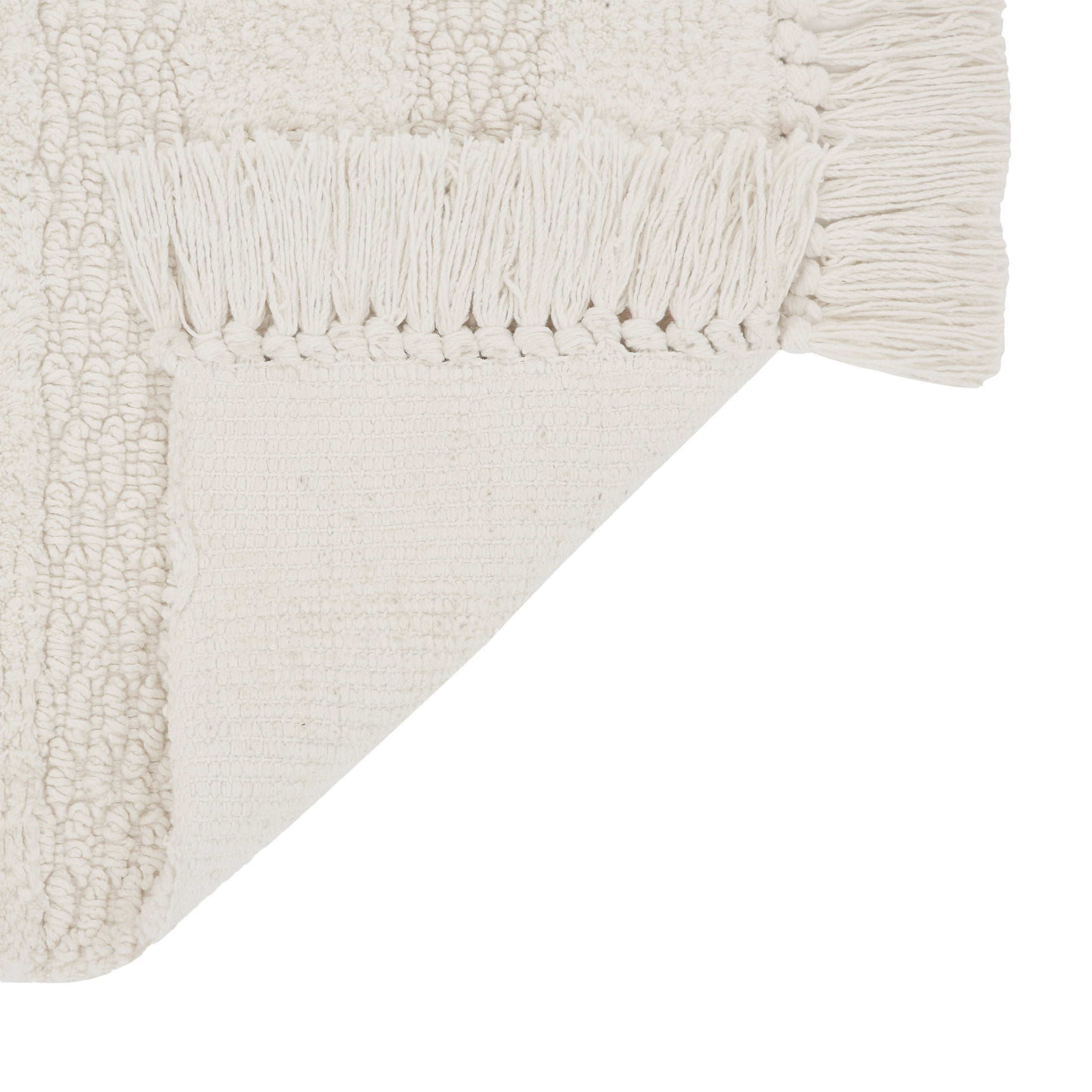 My Texas House Lancaster Fringe Cotton Bath Runner, Ivory, 24" x 60"