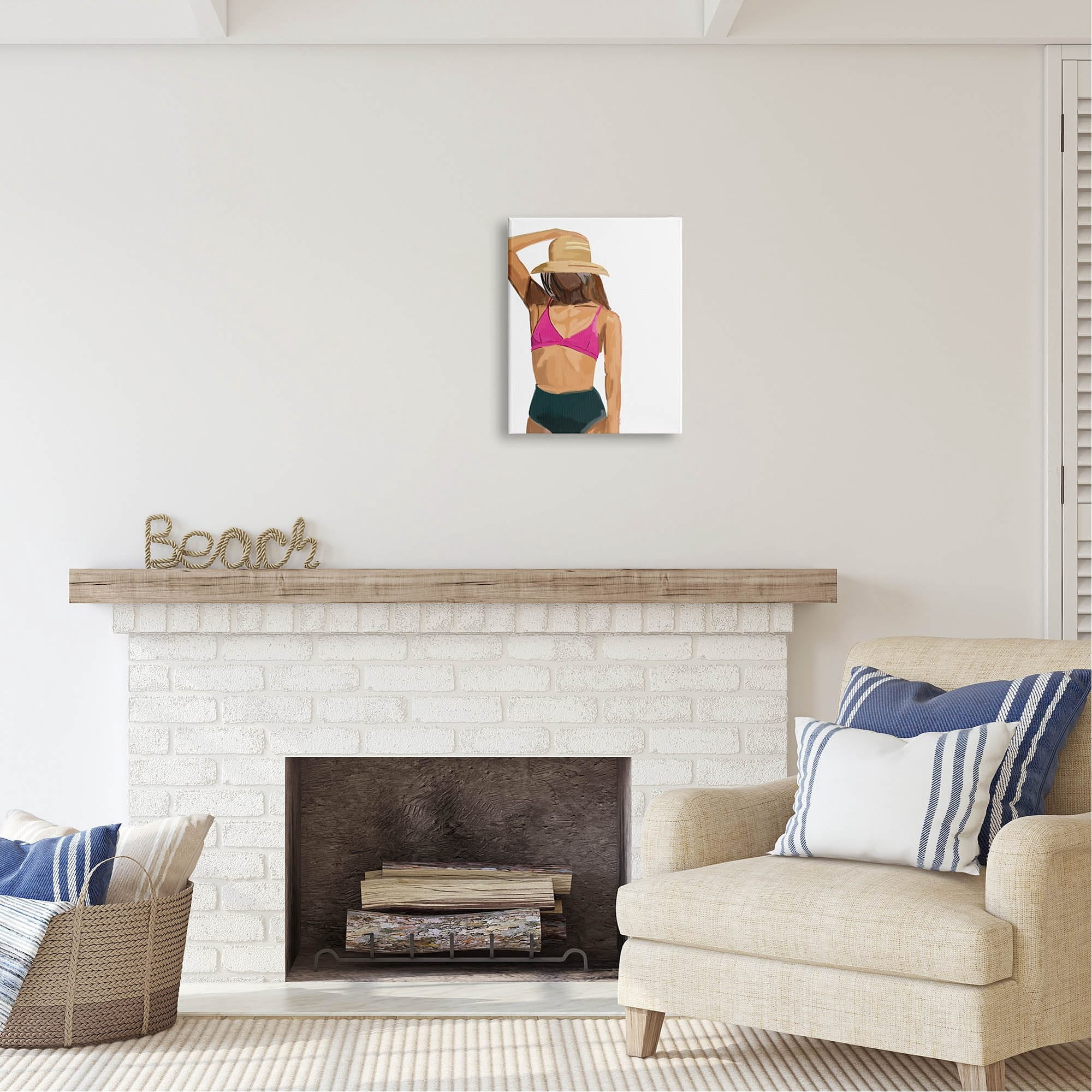 Stupell Industries Summer Beach Girl In Sun Hat Coastal Painting Gallery Wrapped Canvas Print Wall Art