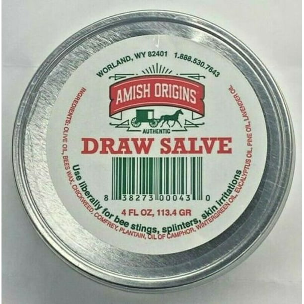 Amish Origins Draw Salve 4 ounce, for bee stings, splinters, skin