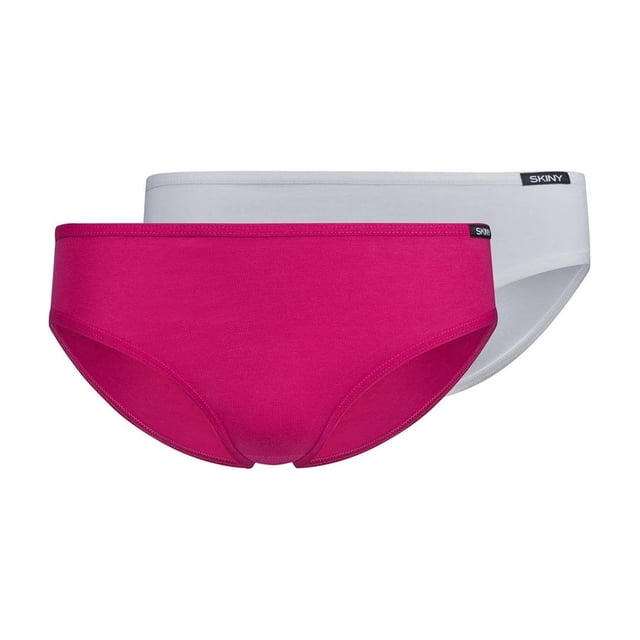 SKINY Calzoncillos para chicas, paquete de 2 - Calzoncillos Rio, calzoncillos bikini, bragas, algodón stretch Pink/Blanco 140 (8-9 años)