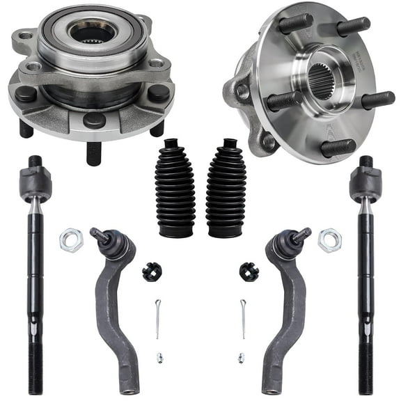 Detroit Axle - 8pc Front Suspension Kit for 2006-2018 Toyota Rav4, 2 Wheel Bearing and Hubs Assembly 4 Tie Rods 2 Boots 2007 2008 2009 2010 2011 2012 2013 2014 2015 2016 2017 Replacement