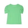 thumbnail image 4 of Efsteb Summer Shirts for Girls Fashion Puff Short Sleeve Tops Round Neck Casual Solid Color Tunic Tshirt (Green,13 Years), 4 of 9