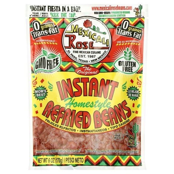 Mexicali Rose Instant Refried Beans, 6 oz, No Spice (Salt and Oil Only)