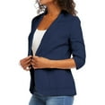 thumbnail image 7 of Linen Jacket Coat Women 3/4 Stretchy Ruched Sleeve Fully Lined Lightweight Breathable Casual Work Jacket, 7 of 7