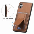 thumbnail image 3 of SaniMore for Samsung Galaxy A05 Case, PU Leather Carbon Fibre Anti-scratch Adjustable Stand Card Slots [RFID Blocking] Shockproof Anti-fall Anti-fingerprint Wallet Shell for Men Women, Brown, 3 of 10