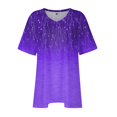 thumbnail image 3 of UoCefik Plus Size Tops for Women Summer Floral Print Tunic Spring Tops V Neck Short Sleeve Shirts Dressy Casual Blouse Purple L, 3 of 5