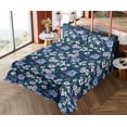 thumbnail image 4 of Ambesonne Flowers Fitted & Flat Sheet with Shams 4 Pcs Set, Purplish Tiger Lilies Print, Queen, Violet Pale Lilac and Teal, 4 of 5