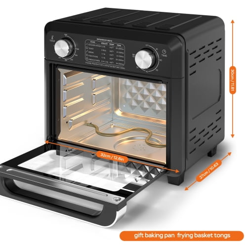 Compact Air Fryer Toaster Oven 11QT, 2 Slice Toast, Countertop Oven, Warm, Broil, Toast, Bake, Air Fry, Oil-Free,60-Minute Timer,1000W,Black