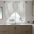 thumbnail image 5 of Sage Green White Kitchen Window Curtains, Swag Curtains Valance for Bedroom Living Room Bathroom, Abstract Grey Chrysanthemum Flower Rod Pocket Window Treatment Curtain Block Drapes 2 Panels 28"x36", 5 of 6