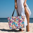 thumbnail image 4 of Yiaed Watercolor Owl Print Large Capacity Beach Travel Bag - Waterproof Zipper Vacation Tote for Sandproof Storage, and Camping, 4 of 5