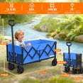 thumbnail image 3 of Yacona 35" L Extra Long Wagons Carts Foldable, 180L Heavy Duty Collapsible Wagon with Wheels, 360Lbs Portable Utility Cart for Shopping, Grocery, Garden, Beach, Camping, Blue, 3 of 10