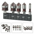thumbnail image 3 of Bgsha 5pcs Hex Shank 5 Flute Metal M35 Cobalt Countersink Drill Bit Set 82 degree, 3 of 9