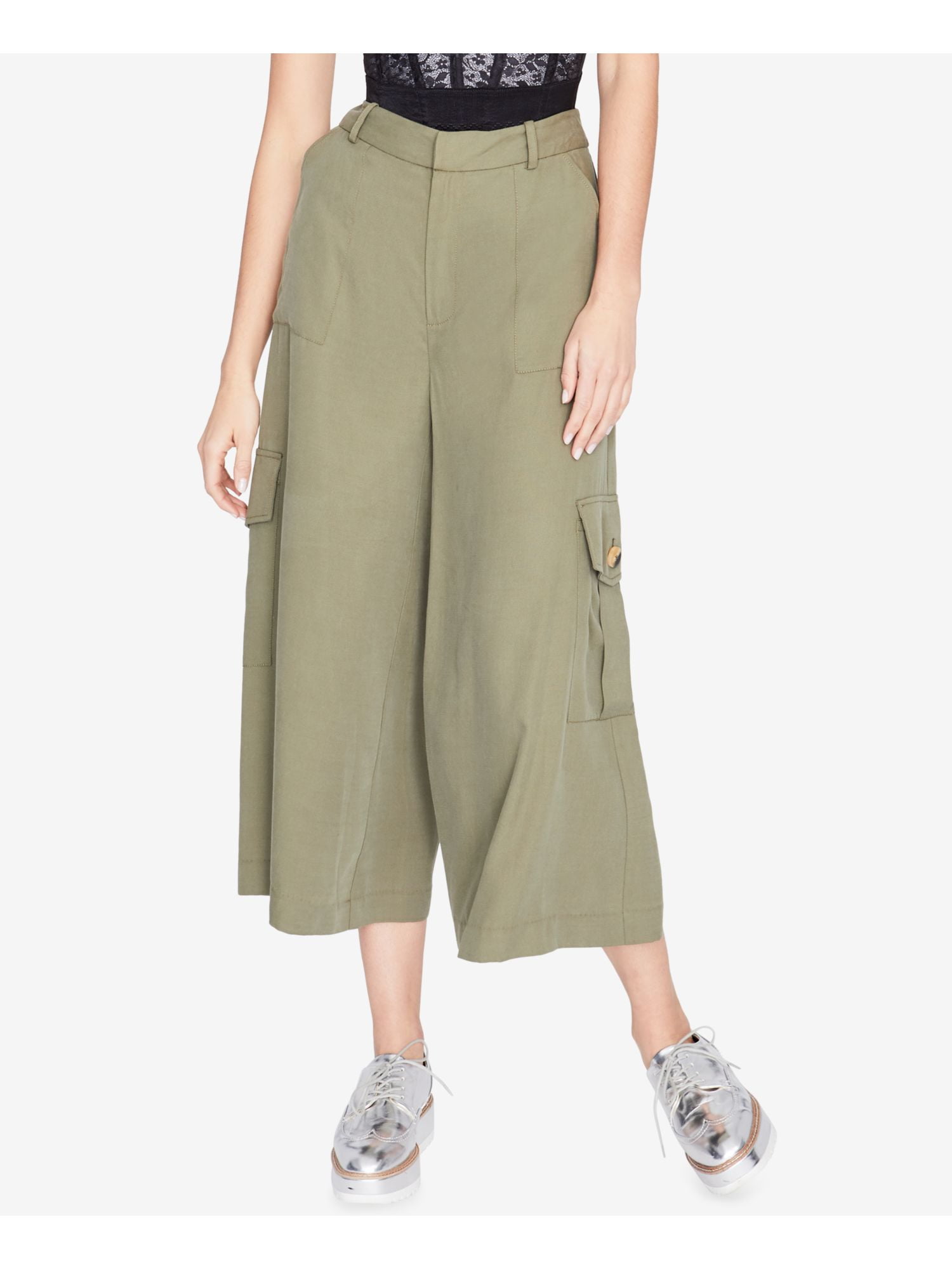 Rachel Rachel RACHEL ROY Womens Green Wide Leg Cargo Pants Size 6