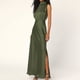 thumbnail image 5 of Vestidos de Fiesta Elegantes de noche largo con abertura lateral y cuello falso para mujer para cóctel Cgtredaw Verde Ejército T XL para Mujer, 5 of 8