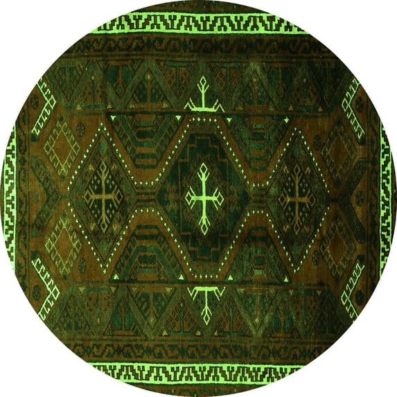 Ahgly Company Indoor Round Persian Green Traditional Area Rugs, 4' Round