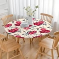 thumbnail image 3 of Pioneer Flower Floral Print Pattern Round Fitted Tablecloth with Elastic Edge,Dining Table Cover Waterproof,Outdoor Round Tablecloth for Camping,Dining,Indoor and Outdoor, 3 of 7