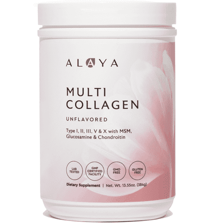 Alaya Naturals Multi Collagen Peptides Powder, Types I, II, III, V & X, Hair Skin & Nails Support, 13.55 oz (40 Servings)