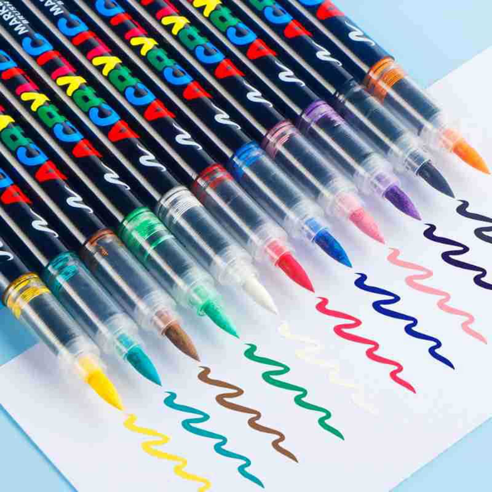 Liquid Acrylic Paint Marker Soft Brush Tip Acrylic Paint Pen for Card Making Drawing Coloring Scrapbooking Journaling