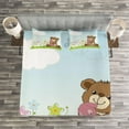 thumbnail image 3 of Ambesonne Flower Quilted Bedspread Set 3 Pcs, Cartoon Teddy Bear and, Queen Size, Multicolor, 3 of 3
