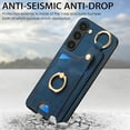 thumbnail image 3 of SaniMore for Samsung Galaxy S24 Case, Card Slots [Up to 2] Carabiner Finger Ring Stand Magnetic Car Mount PU Leather Skin Soft Shockproof TPU Anti-drop Anti-scratch Wallet Shell -Blue, 3 of 8