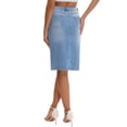 thumbnail image 3 of INSPIRE CHIC Women's Jean Skirt High Waist Back Slit Knee Length Denim Skirts Light Blue L, 3 of 6