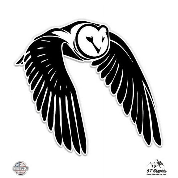 Owl Flying Wings - 3" Vinyl Sticker - For Car Laptop I-Pad Phone Helmet Hard Hat - Waterproof Decal
