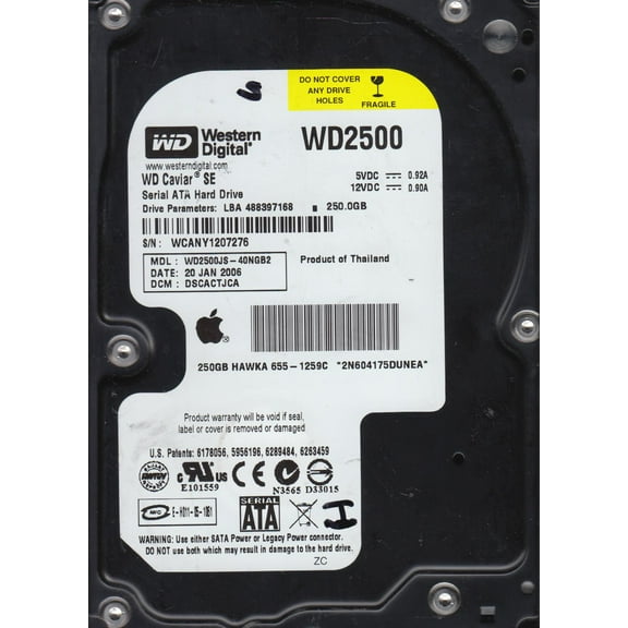 WD2500JS-40NGB2, DCM DSCACTJCA, Western Digital 250GB SATA 3.5 Hard Drive