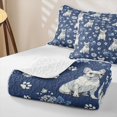 thumbnail image 4 of Manfei C French Bulldog Bed Spread Queen, Daisy Flower Queen Coverlet Set, Slate Blue, 3 Pieces, 1 Quilt and 2 Pillowcases, 4 of 7