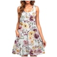thumbnail image 2 of Dresses for Women Summer Women's Summer Dresses Women's Casual Plus-size Sleeveless Round Neck Short Floral Dress Purple XXL, 2 of 5