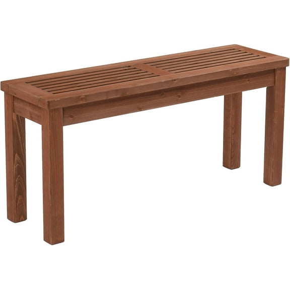 VINGLI Outdoor Wooden Bench, 40” Porch Backless Bench, Small Outdoor Bench for Deck Patio Garden