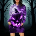 thumbnail image 2 of Taqqpue Halloween Print Hoodie Dress for Women Fashion Ghost Pumpkin Witch Mini Dresses Halloween Costume Long Sleeve Outfit Cosplay Party Dress with Pockets, 2 of 7