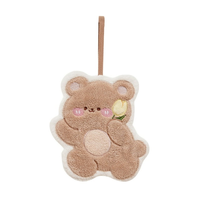 Brown Car Towel with Bear Rabbit Design, Thickened Absorbent Microfiber Cleaning Cloth for Car Vehicle Glass Wiping, Durable Lint-Free Auto Towel