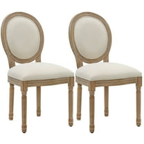 King Louis Back Side Chair Set of 2  French Country Dining Chairs Upholstered Linen Dining Room Chairs,Beige