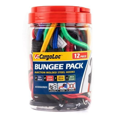 

CargoLoc Injection Molded Bungee Cords 42448 12 Pc. Assortment - Molded Steel Hooks