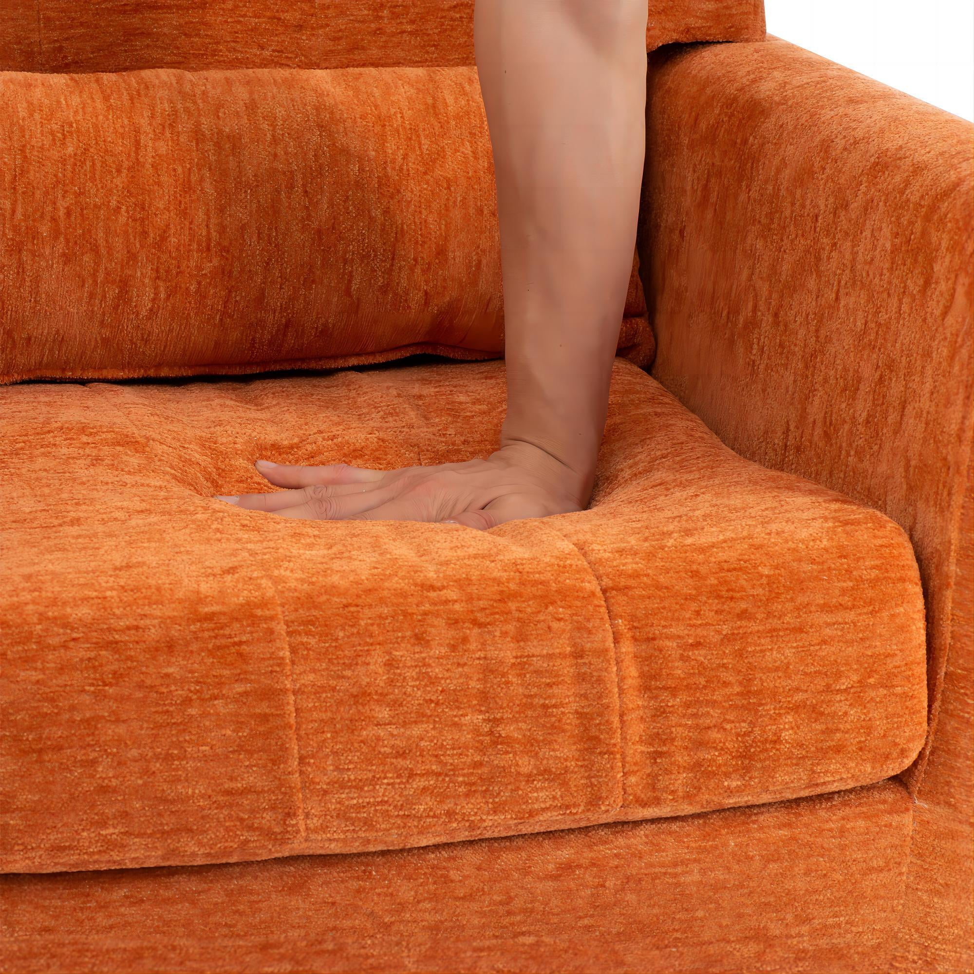 DEALTOPS Upholstered Accent Chair Modern Armchair with Chenille Fabric Lounge for Bedroom-Orange