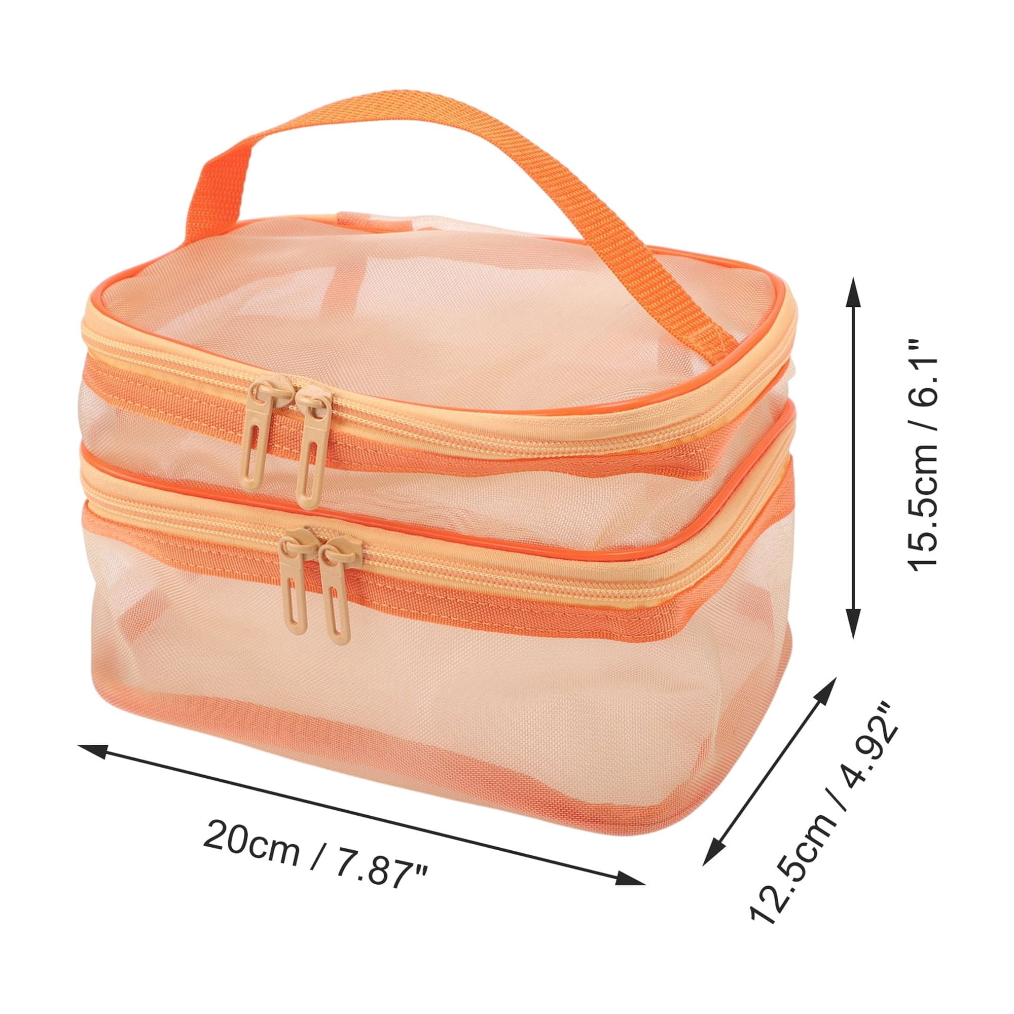 Unique Bargains 1 Pc Large Capacity Visible Drawstring Makeup Bag for Vacation Orange