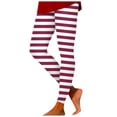 thumbnail image 2 of COMVALUE Women's Leggings Striped Tights High Waist Elastic Waistband Party Yoga Stirrup Pants Red Size S, 2 of 7