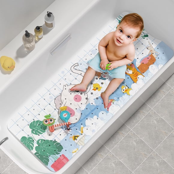 Alfombra de baño para bebé AmazerBath, antideslizante, diseño de elefante, 100 x 40 cm