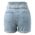 thumbnail image 6 of Sngxgn Women's High Waisted Ripped Stretchy Denim Short Summer Jean Shorts(Blue,M), 6 of 7