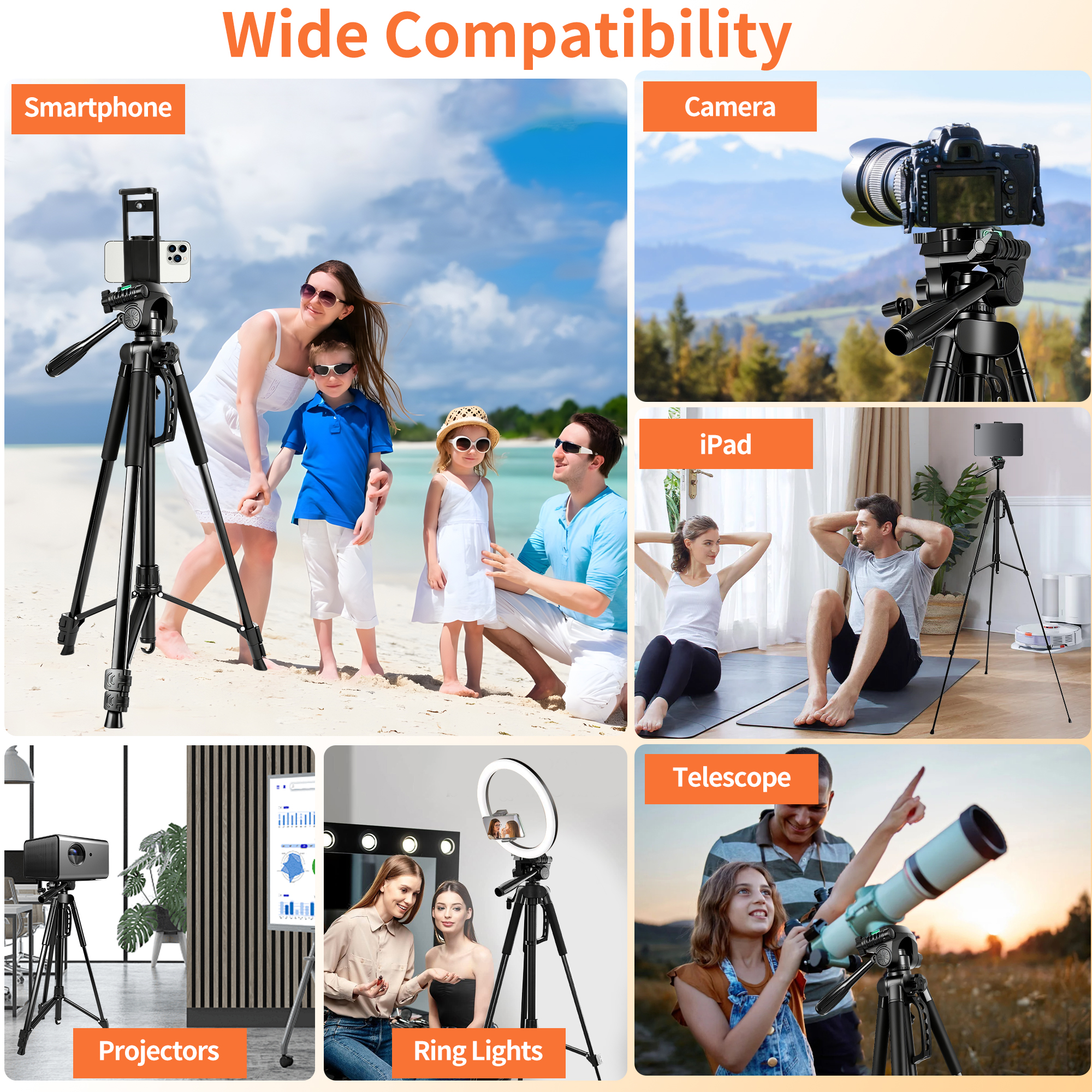 Busatia 64 inch Camera Tripod with Bluetooth Remote and Phone Holder photo 3