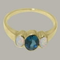 thumbnail image 5 of LBG British Made 10k Yellow Gold Womens Ring Natural London Blue Topaz & Opal Anniversary Ring - 33 size options - Size 7.5, 5 of 6