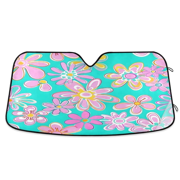 ALAZA Cute Floral Windshield Sun Shade Car Foldable Visor Block UV Rays Protector 55"x27.6"
