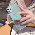 thumbnail image 3 of Compatible with Samsung Galaxy S21 FE 5g Case Clear Glitter Sparkle with Popsocket Phone Case for Samsung S21 FE Case Silicone Pink Shockproof Thin Cover (Green), 3 of 10