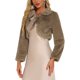thumbnail image 4 of CHAQUETA CORTA DE FALSO PELO PARA MUJERES INSPIRADA EN CHIC, CON LAZO EN LA PARTE DELANTERA, ABRIGO ESPELUZANTE L COLOR CAQUI OSCURO, 4 of 6
