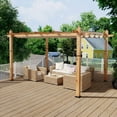 thumbnail image 3 of Petyee 10'x13' Outdoor Retractable Pergola with Canopy, Aluminum Pergola with Waterproof Canopy, Modern Outdoor Trellis for Patio Gardens, Wood-Grain Finish,Khaki canopy, 3 of 9