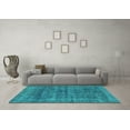 thumbnail image 3 of Ahgly Company Machine Washable Indoor Round Abstract Turquoise Blue Modern Area Rugs, 3' Round, 3 of 4