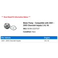 thumbnail image 2 of Water Pump - Compatible with 2001 - 2005 Chevy Impala 3.4L V6 2002 2003 2004, 2 of 2